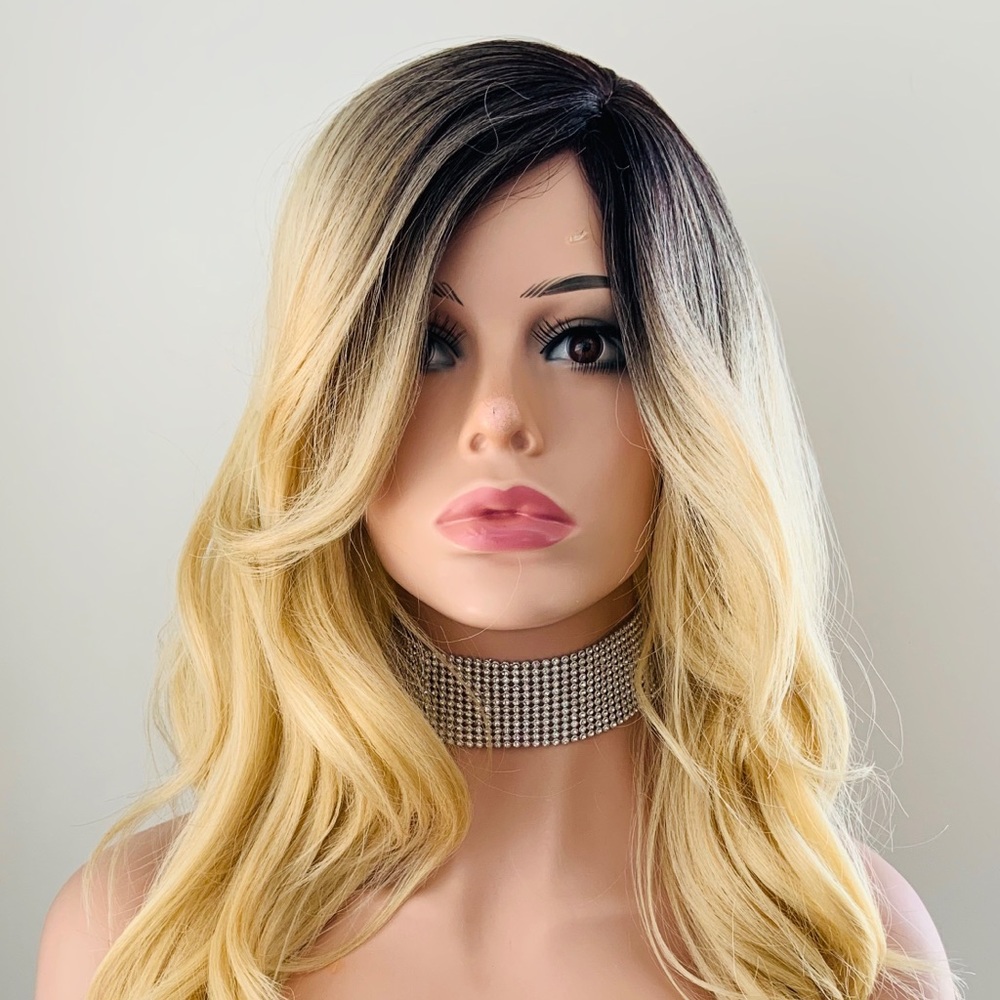 Very Pretty Ombre Blonde 💛Put On & Go🖤 Premium Fiber Wig - NO FURTHER DISCOUNT🌷